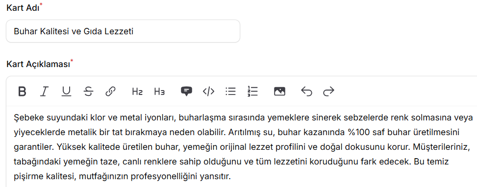 Buhar Kalitesi ve Gıda Lezzeti