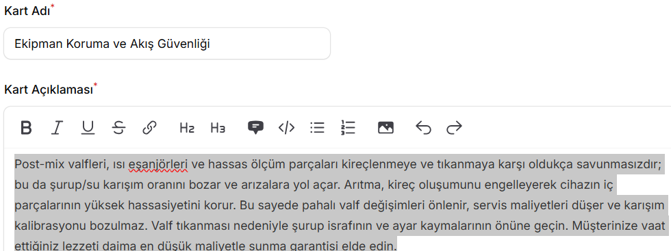 Sistem Temizliği ve Yüksek Hijyen Standardı