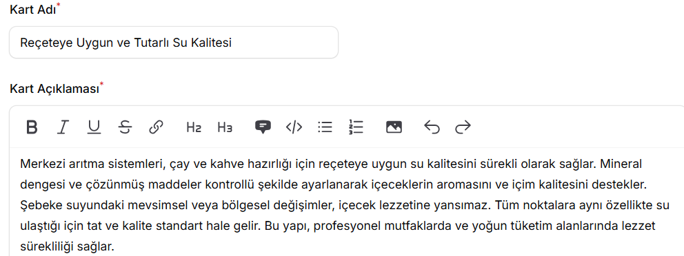 Reçeteye Uygun ve Tutarlı Su Kalitesi