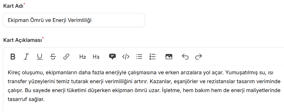 Ekipman Ömrü ve Enerji Verimliliği